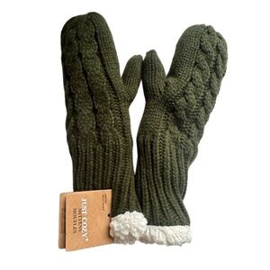 Just Cozy olive green Acrylic Fuzzy Mittens One Size